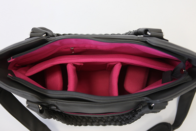 Inside of Clover Epiphanie camera and laptop bag