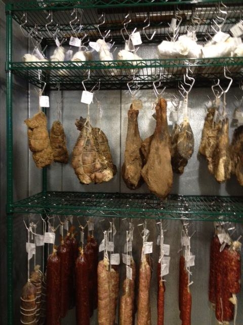 Inside the charcuterie cooler at 676 Restaurant Omni Chicago Hotel